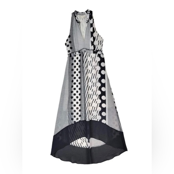NWT Maeve x Anthropologie Hi Lo Mixed Striped Polka Dot Maxi Dress Sz 10P - Picture 3 of 4